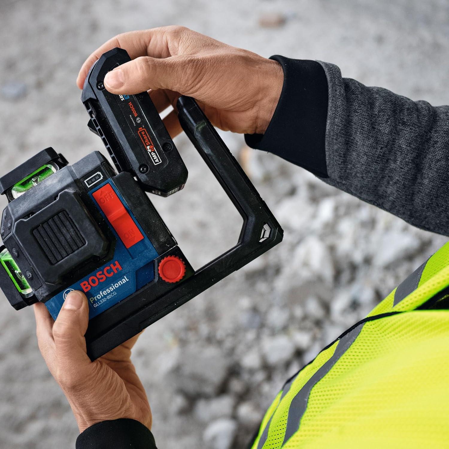 imageBOSCH GLL33080CGL 18V 360 Connected GreenBeam ThreePlane Leveling and Alignment Laser with 4 Ah Battery Versatile HighVisibility Laser with Bluetooth Connectivity and Smart Pendulum System
