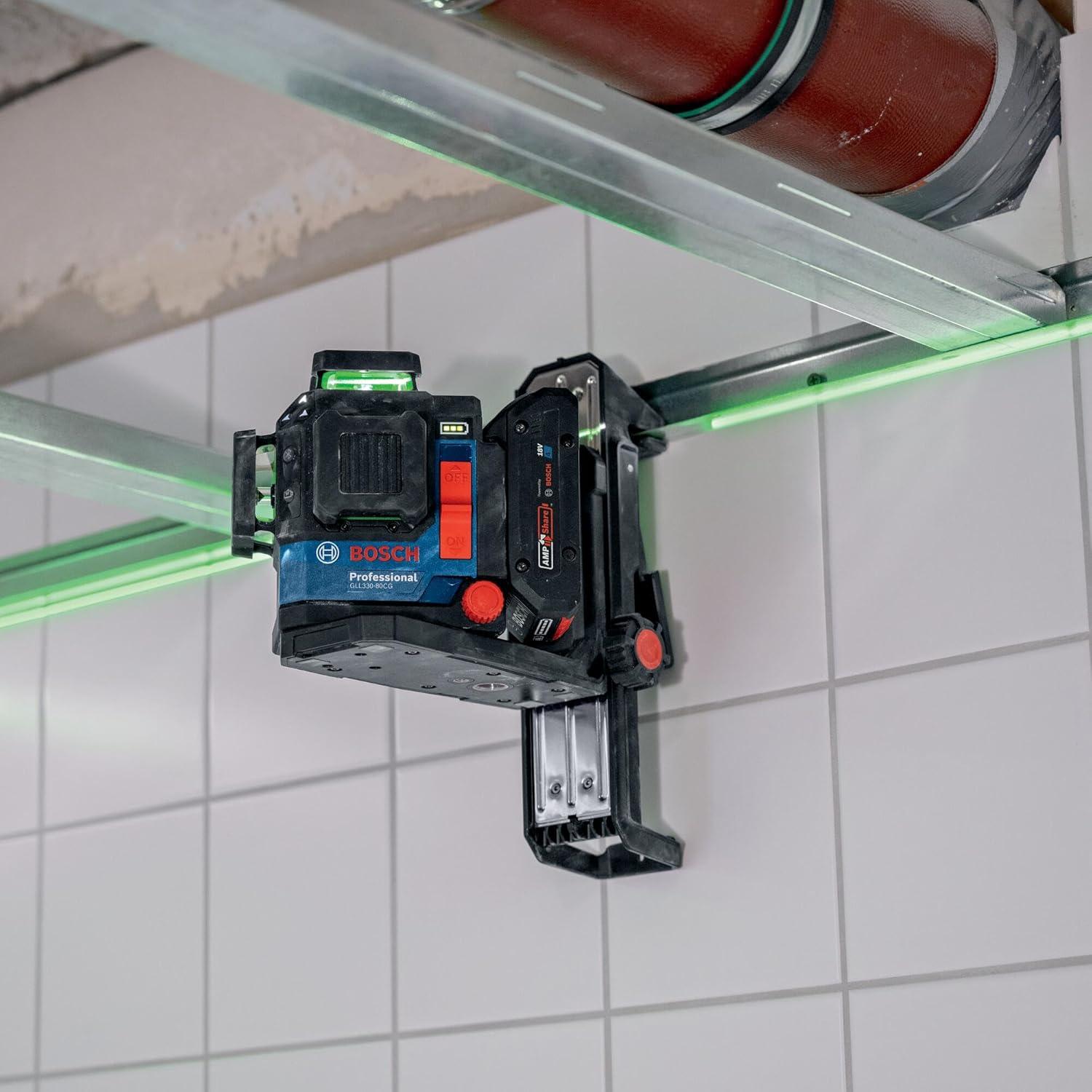 imageBOSCH GLL33080CGL 18V 360 Connected GreenBeam ThreePlane Leveling and Alignment Laser with 4 Ah Battery Versatile HighVisibility Laser with Bluetooth Connectivity and Smart Pendulum System