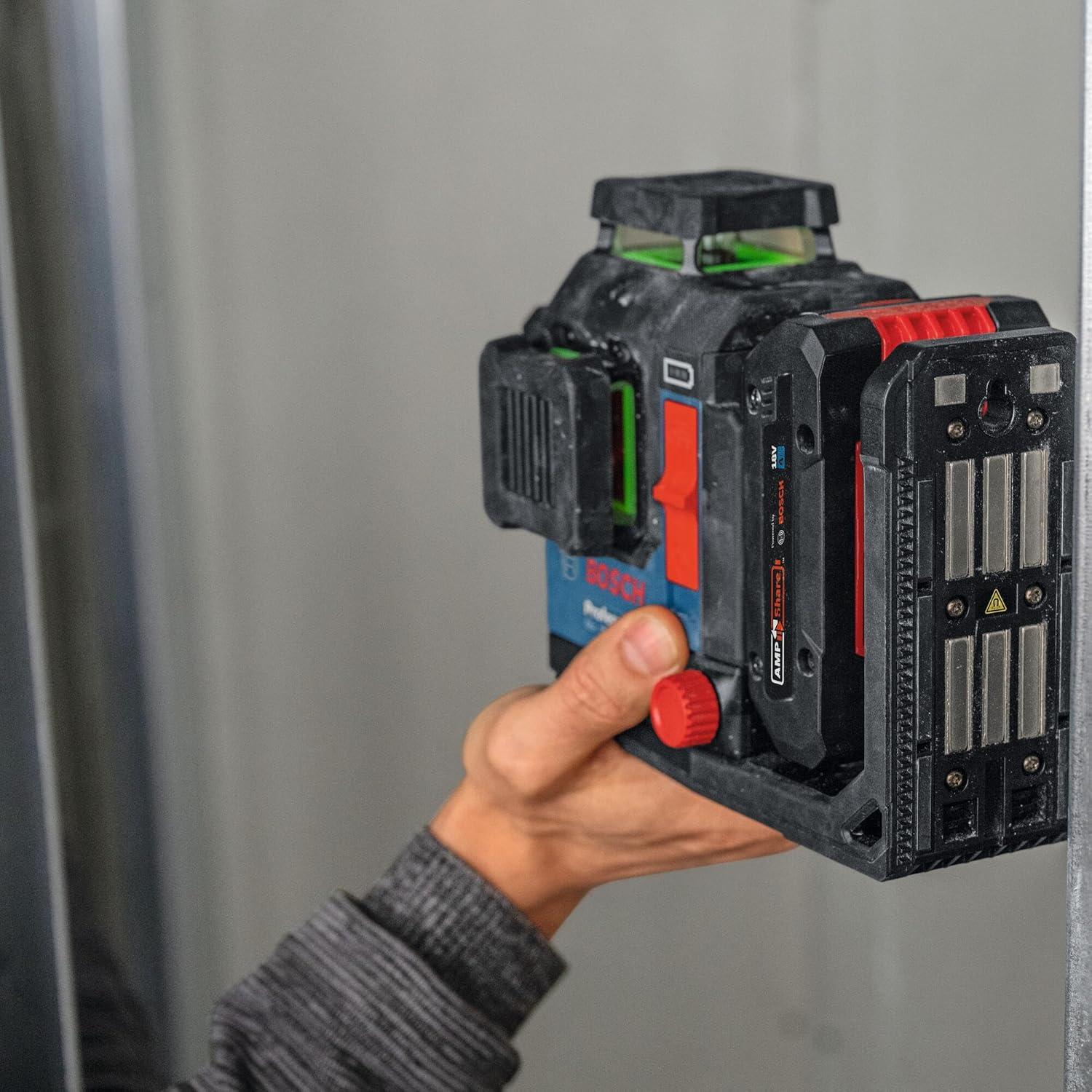 imageBOSCH GLL33080CGL 18V 360 Connected GreenBeam ThreePlane Leveling and Alignment Laser with 4 Ah Battery Versatile HighVisibility Laser with Bluetooth Connectivity and Smart Pendulum System
