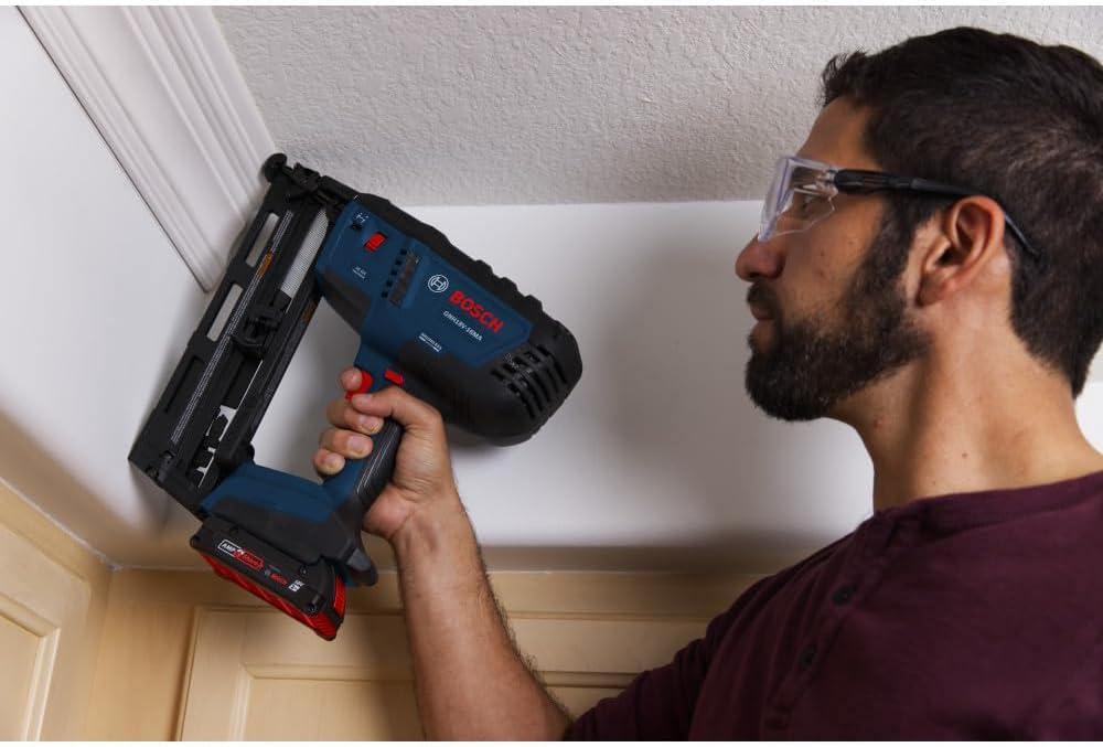 imageBOSCH GNH18V16MAN 18V Brushless 16Gauge Angled Finish Nailer Fastens up to 1600 Nails per Charge OneHanded Activation ToolFree Jam Clearing Belt Hook Bare ToolIndustrial