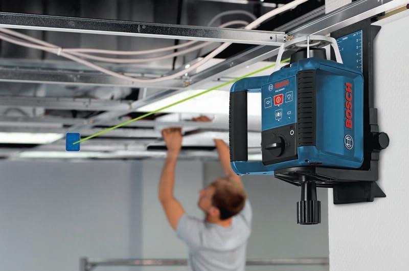 imageBOSCH GRL90020HVK REVOLVE SelfLeveling HorizontalVertical Rotary Laser Kit Includes Tripod Grade Rod Receiver 2 D Batteries Carrying Case amp AccessoriesGREEN 1000 ft Rotary Laser