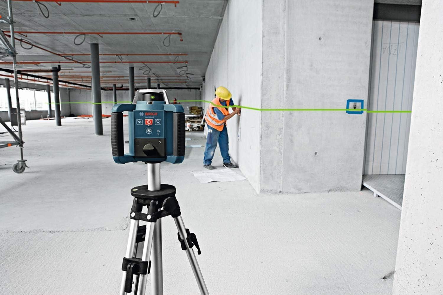 imageBOSCH GRL90020HVK REVOLVE SelfLeveling HorizontalVertical Rotary Laser Kit Includes Tripod Grade Rod Receiver 2 D Batteries Carrying Case amp AccessoriesGREEN 1000 ft Rotary Laser