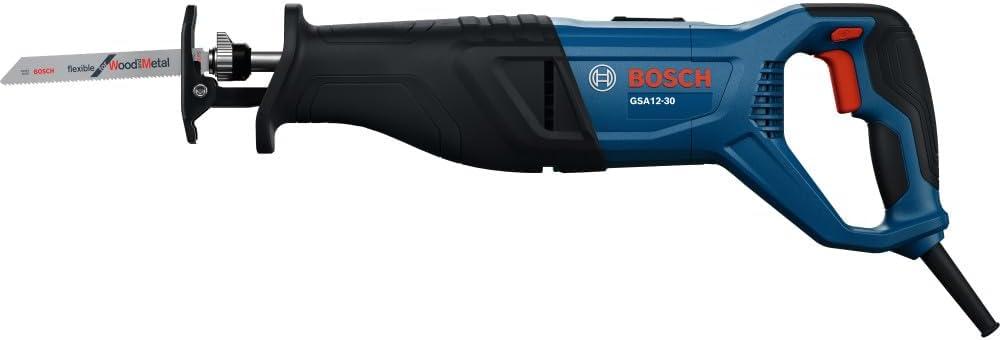 imageBOSCH GSA1230 Corded Reciprocating Saw 12 Amp Power 1316 In Stroke Length Variable Speed Control ToolFree Blade Change Lightweight Design for Easy Maneuverability Bare Tool