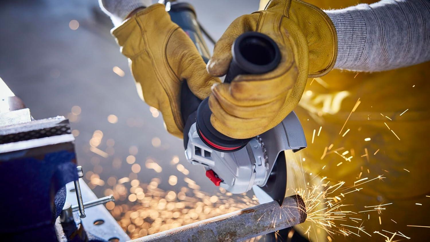 imageBOSCH GWS12450PBD 4 In Ergonomic Angle Grinder with No LockOn Paddle Switch High Performance and Comfort for Grinding and Cutting Applications