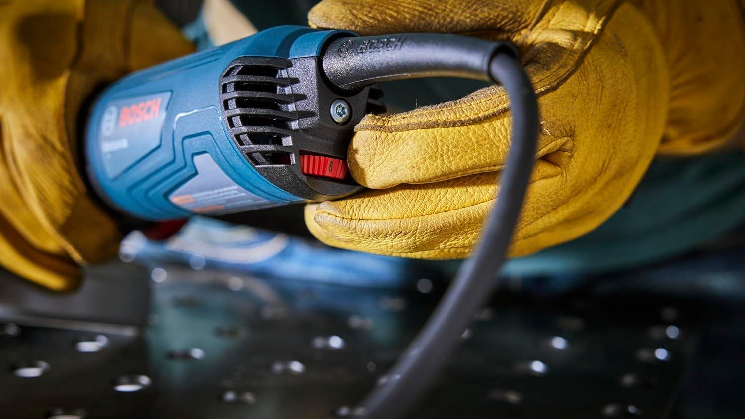 imageBOSCH GWS1450 5 In Angle Grinder Compact Powerful 13Amp Motor with Slide Switch High Performance for Grinding and Cutting