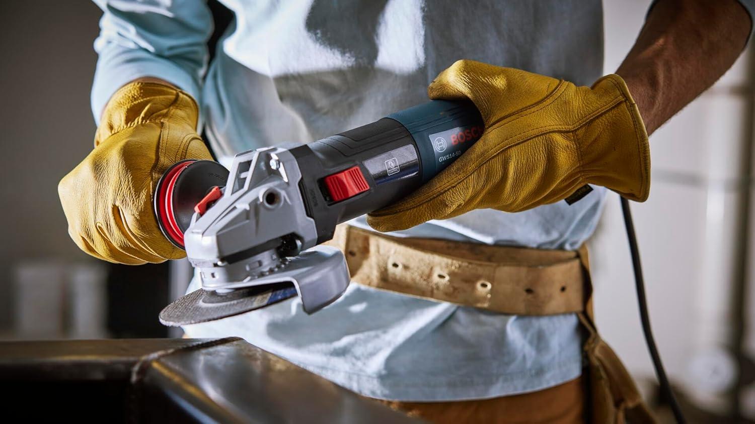 imageBOSCH GWS1450 5 In Angle Grinder Compact Powerful 13Amp Motor with Slide Switch High Performance for Grinding and Cutting