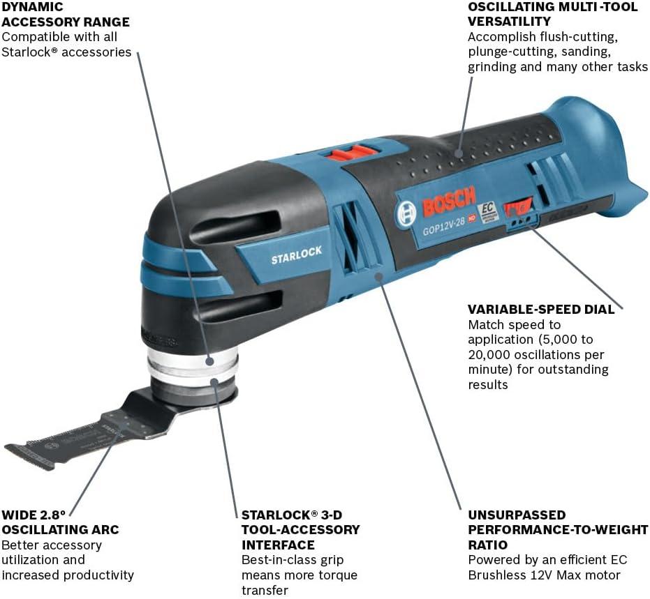 imageBOSCH GXL12V270B22 12V Max Brushless 2 Tool Combo Kit with 5in1 Flexiclick Cordless DrillDriver and Starlock Oscillating Multi Tool Includes 2 Batteries Charger amp 4 Attachments