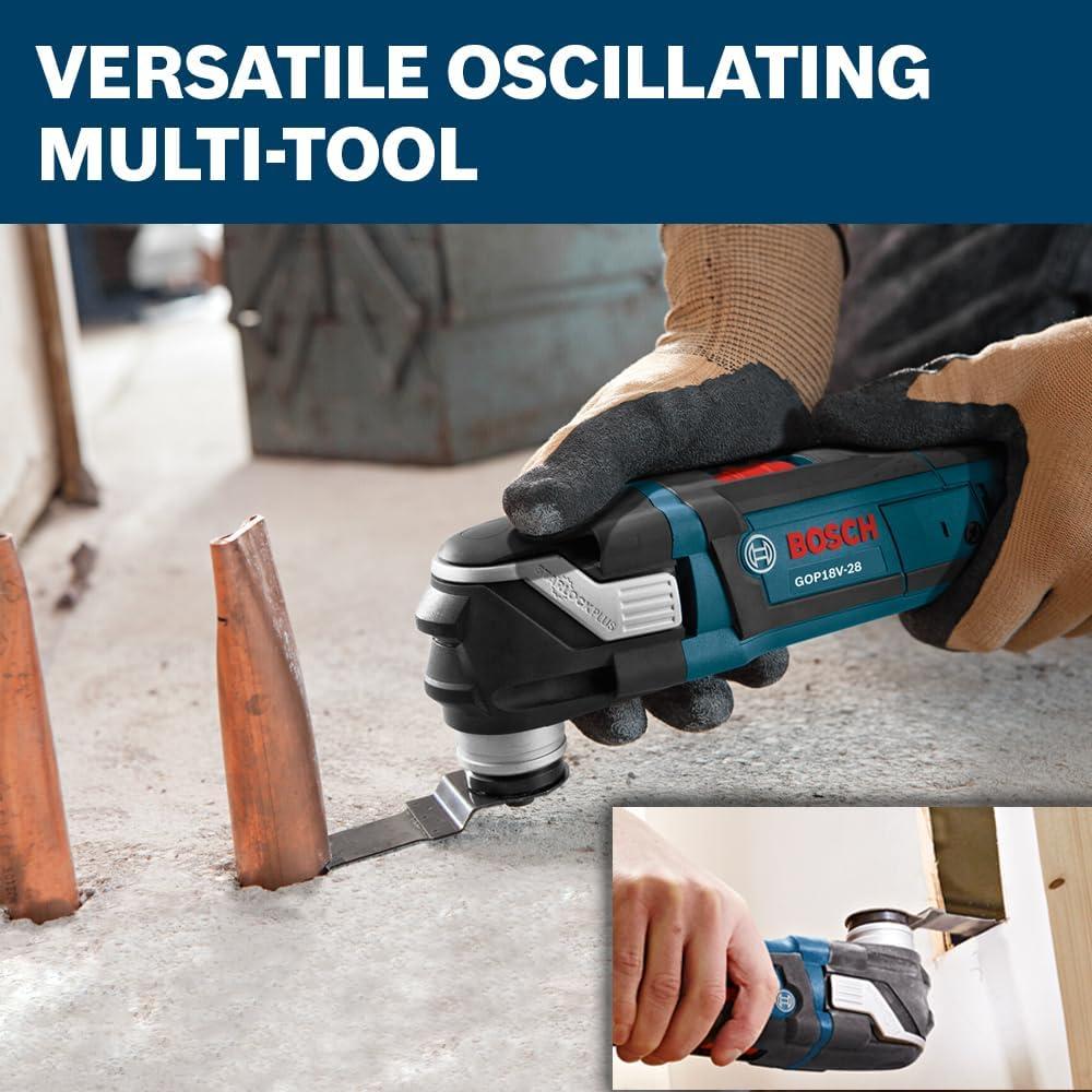 imageBOSCH GXL18V701B25 18V 7Tool Combo Kit with 2In1 BitSocket Impact Driver Hammer DrillDriver Recip Saw Circular Saw Oscillating Tool Angle Grinder LED Worklight amp 2 CORE18V 4 Ah Batteries