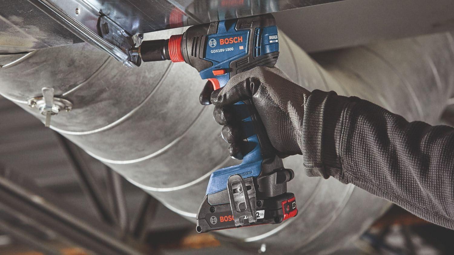 imageBOSCH GXL18V901B25 18V 9Tool Combo Kit 2In1 BitSocket Impact Driver Hammer DrillDriver Recip Saw Circ Saw Oscillating Tool Angle Grinder Vacuum Worklight 2 CORE18V 4 Ah Batteries