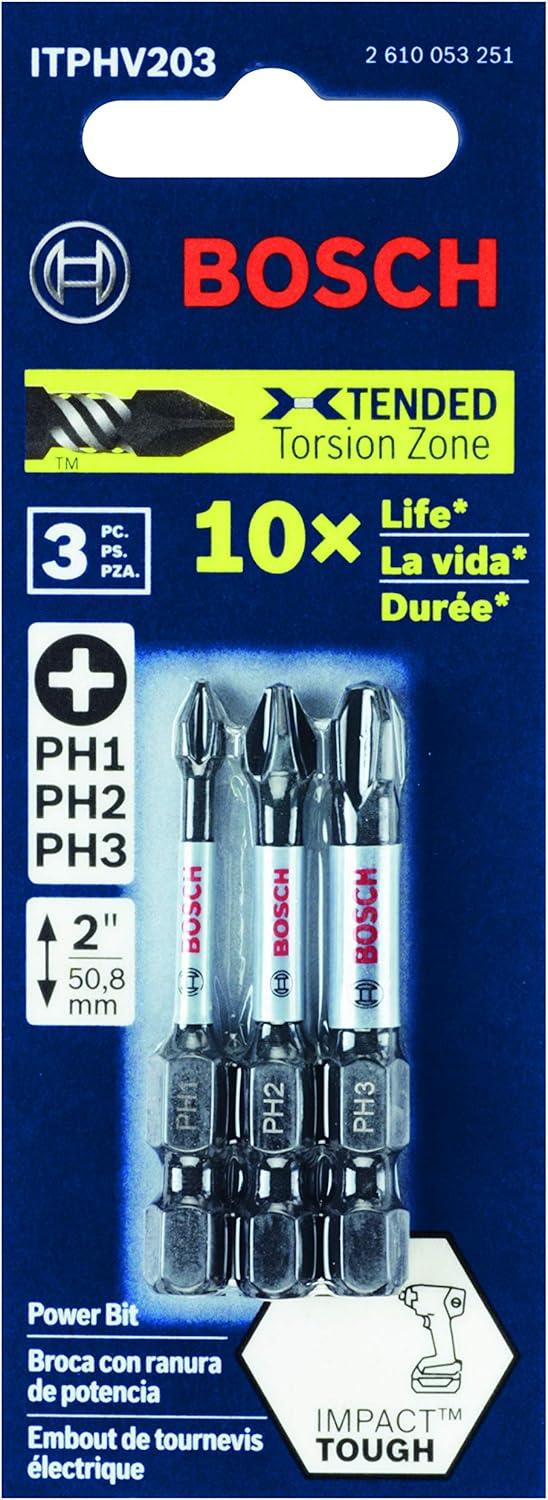 imageBOSCH ITPH2115 15Pack 1 In Phillips 2 Impact Tough Screwdriving Insert Bits2 In