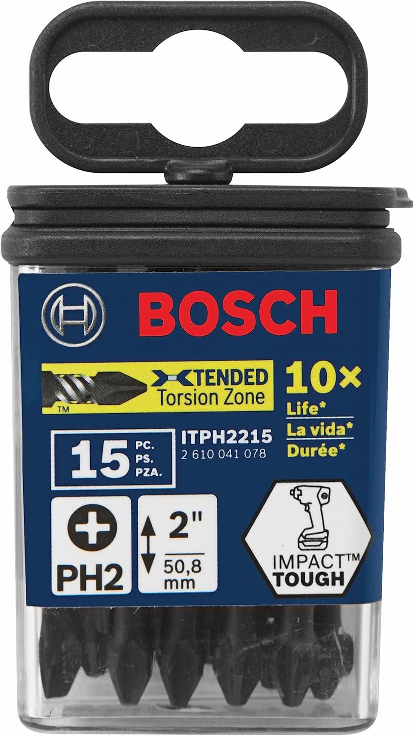 imageBOSCH ITPH2115 15Pack 1 In Phillips 2 Impact Tough Screwdriving Insert Bits2 In Pack of 2