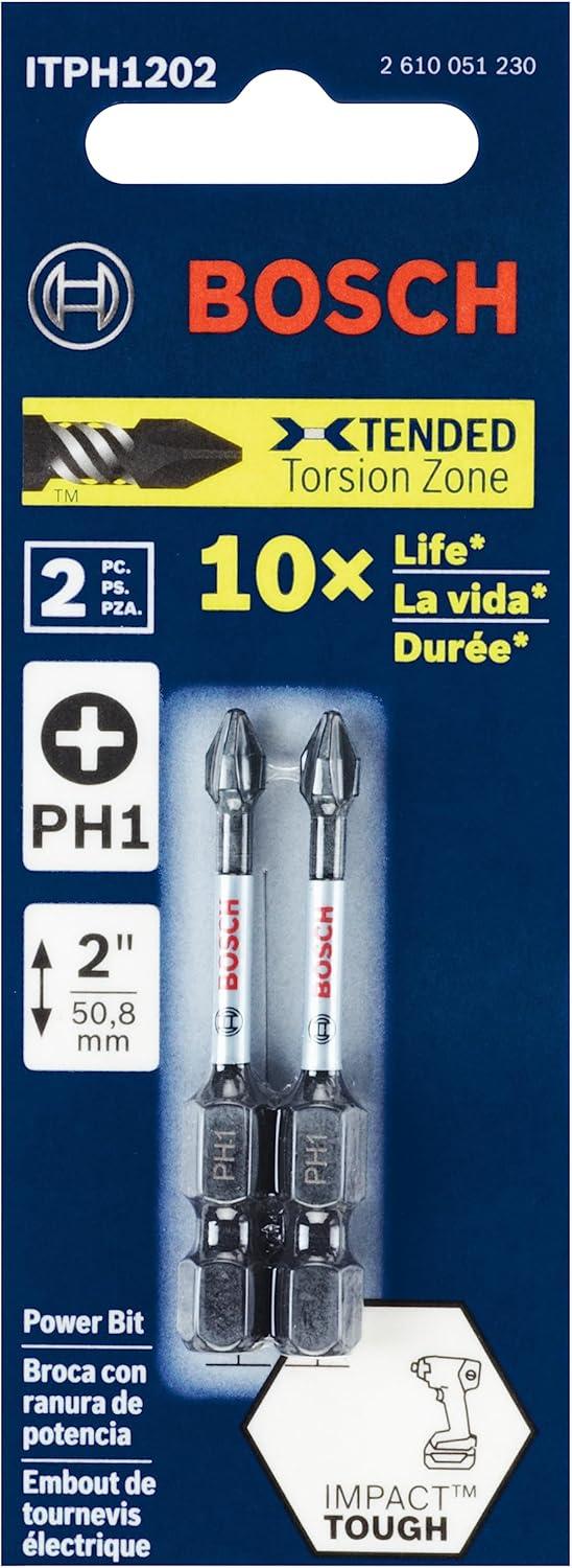imageBOSCH ITPH2215 15Pack 2 In Phillips 2 Impact Tough Screwdriving Power Bits2 In