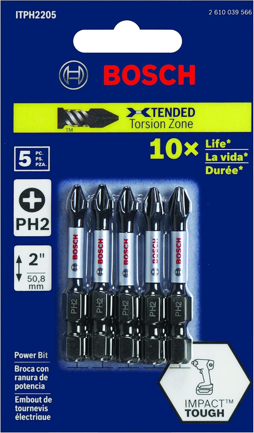imageBOSCH ITPH2215 15Pack 2 In Phillips 2 Impact Tough Screwdriving Power Bits2 In