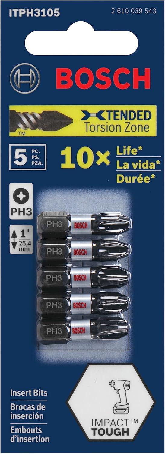 imageBOSCH ITPH335B 10Pack 312 In Phillips 3 Impact Tough Screwdriving Power Bits1 In
