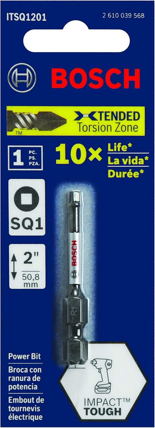 imageBOSCH ITSQ2201 1Piece 2 In Square 2 Impact Tough Screwdriving Power Bit2 Inch Pack of 1