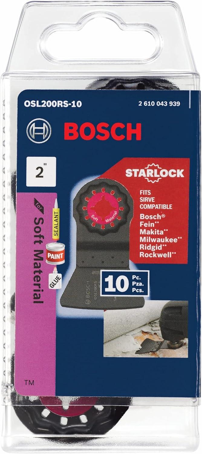 imageBOSCH OSL200RS10 10Pack 2 In Starlock Oscillating Multi Tool Soft Materials HighCarbon Steel Rigid Scraper Blade for Removing Tough Sealants Adhesives Paint
