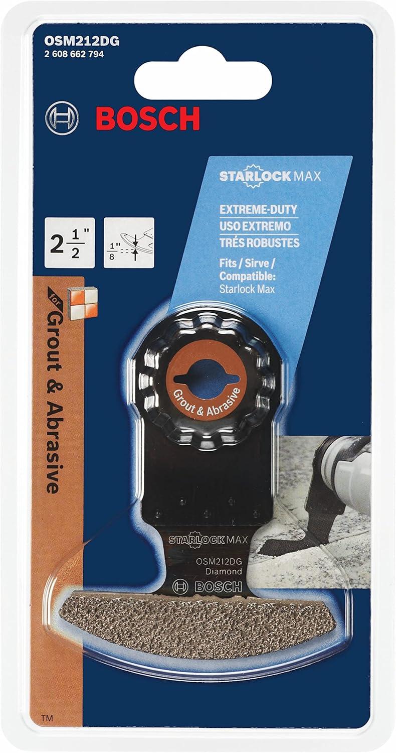 imageBOSCH OSM212DG 1Piece 212 in x 18 in StarlockMax Oscillating Multi Tool Grout amp Abrasive Diamond Grit Segmented Saw Blade for ExtremeDuty Applications in Grout Removal
