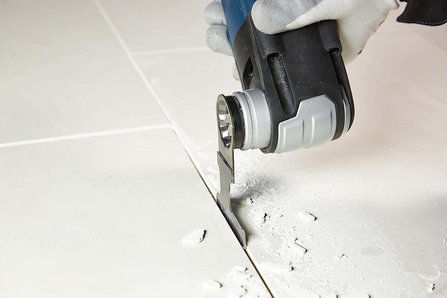 imageBOSCH OSM212LG 1Piece 212 In x 18 In StarlockMax Oscillating Multi Tool Grout amp Abrasive Carbide Grit Segmented Saw Blade for ExtremeDuty Applications in Grout Removal