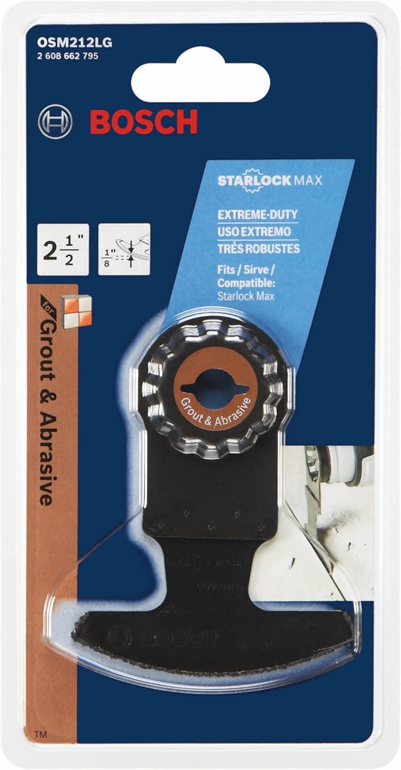 imageBOSCH OSM212LG 1Piece 212 In x 18 In StarlockMax Oscillating Multi Tool Grout amp Abrasive Carbide Grit Segmented Saw Blade for ExtremeDuty Applications in Grout Removal