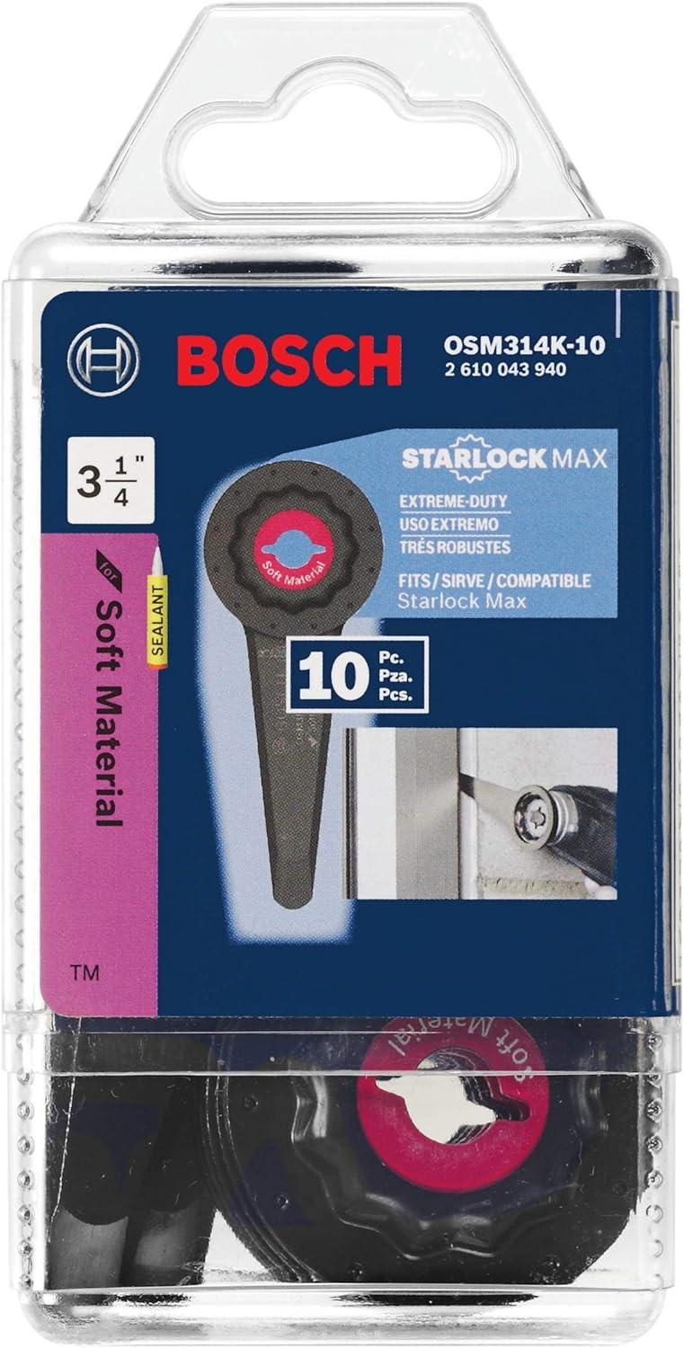 imageBOSCH OSM314K10 10Pack 314 In StarlockMax Oscillating Multi Tool Soft Materials HighCarbon Steel Sealant Knife for ExtremeDuty Applications in Removing Sealants
