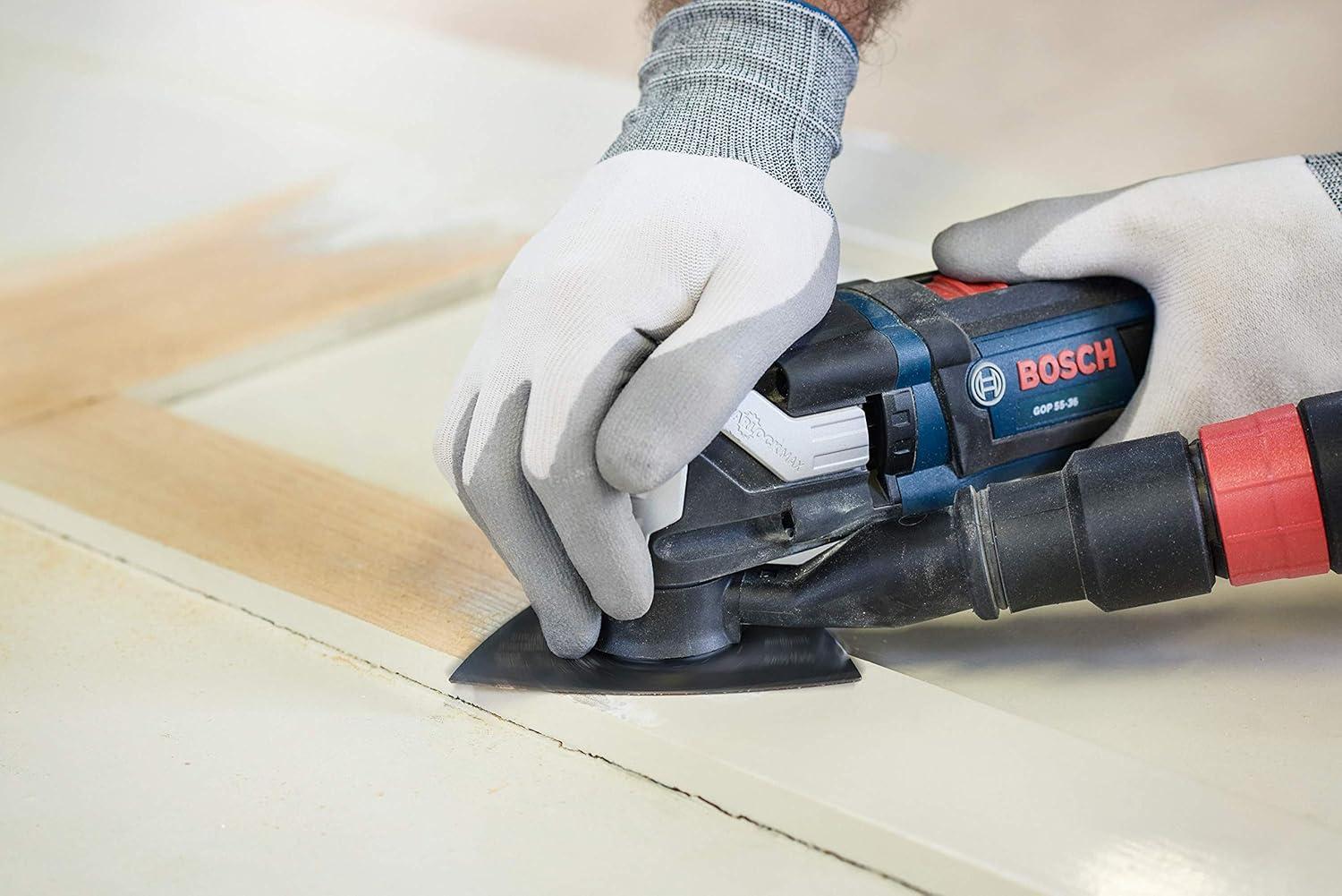 imageBOSCH OSM450CR10 1Piece StarlockMax 100Grit Oscillating MultiTool Carbide Delta Sanding Pad for ExtremeDuty Application in Grout and Abrasive