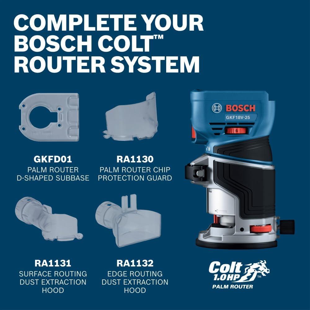 imageBOSCH RA1132 Edge Routing Dust Extraction Hood for Colt Palm Routers Transparent Design for Clear Work Visibility amp Efficient Dust Capture
