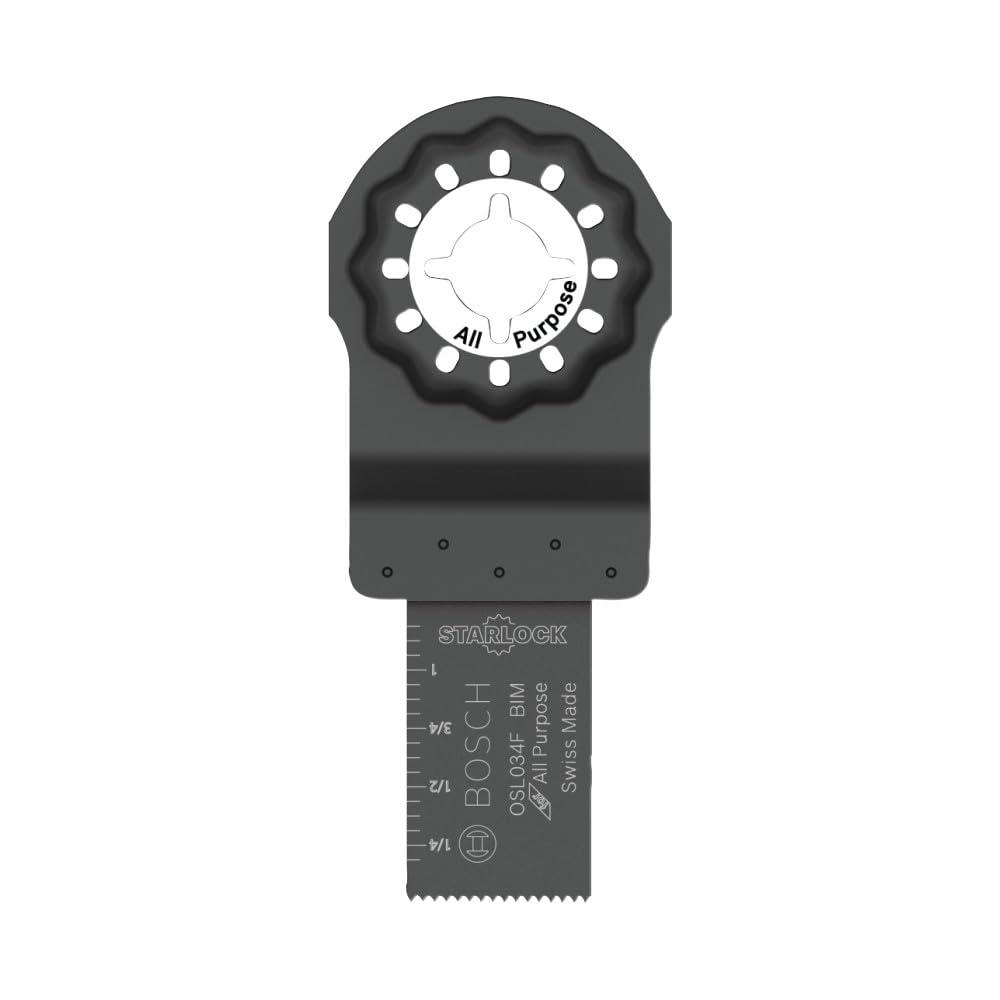 imageBOSCH Starlock OSL114F3 Oscillating MultiTool Blade 114 Inch BiMetal Plunge Cut Swiss Precision 3D Fit Interface Compatible with OIS Tools Professional Wood Metal amp Drywall Cutting34 In