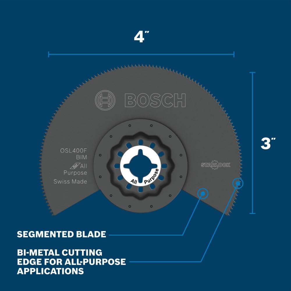 imageBOSCH Starlock OSL114F3 Oscillating MultiTool Blade 114 Inch BiMetal Plunge Cut Swiss Precision 3D Fit Interface Compatible with OIS Tools Professional Wood Metal amp Drywall Cutting4 In