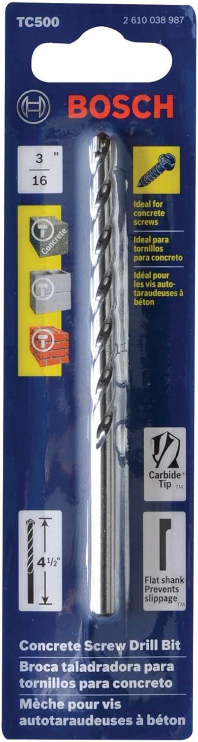imageBOSCH TC600 316 in x 512 in Flat Shank Hex Masonry Drill Bit Silver412Inch
