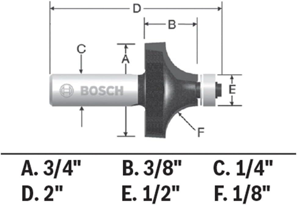 imageBosch 18Inch Radius Roundover Two flutes Router Bit with Ball Bearing