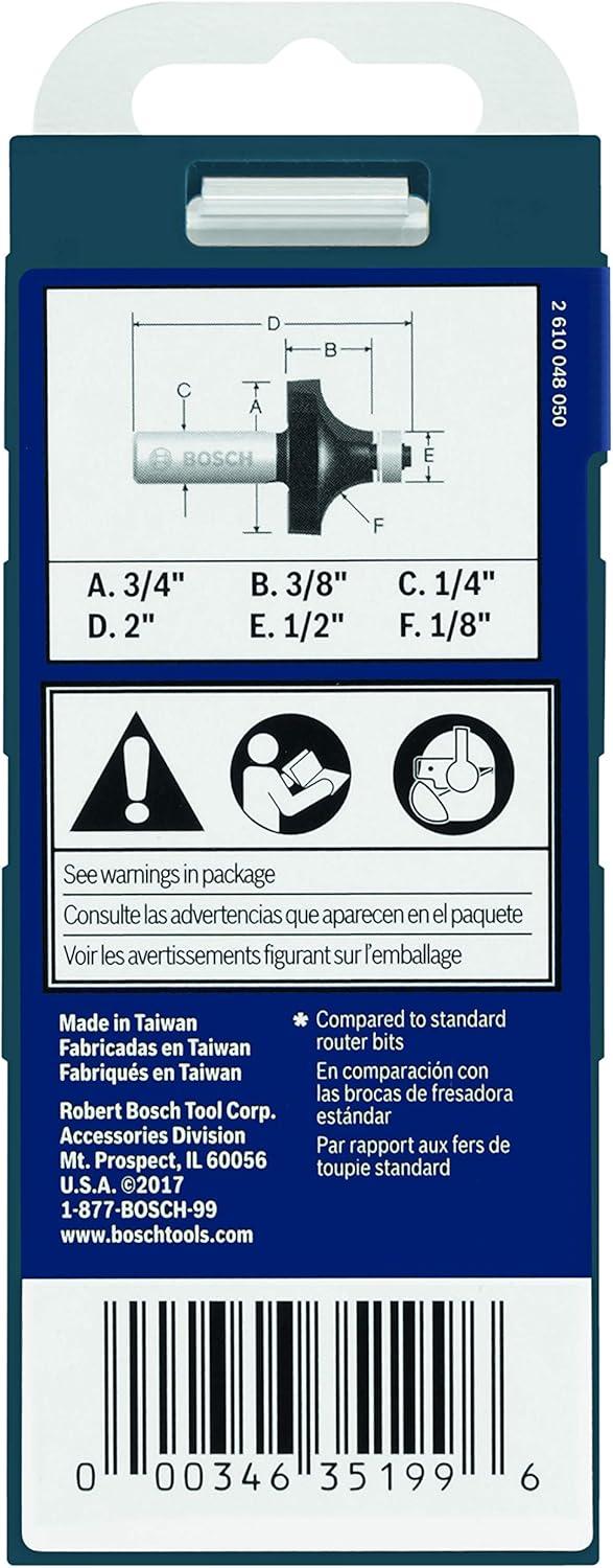 imageBosch 18Inch Radius Roundover Two flutes Router Bit with Ball Bearing