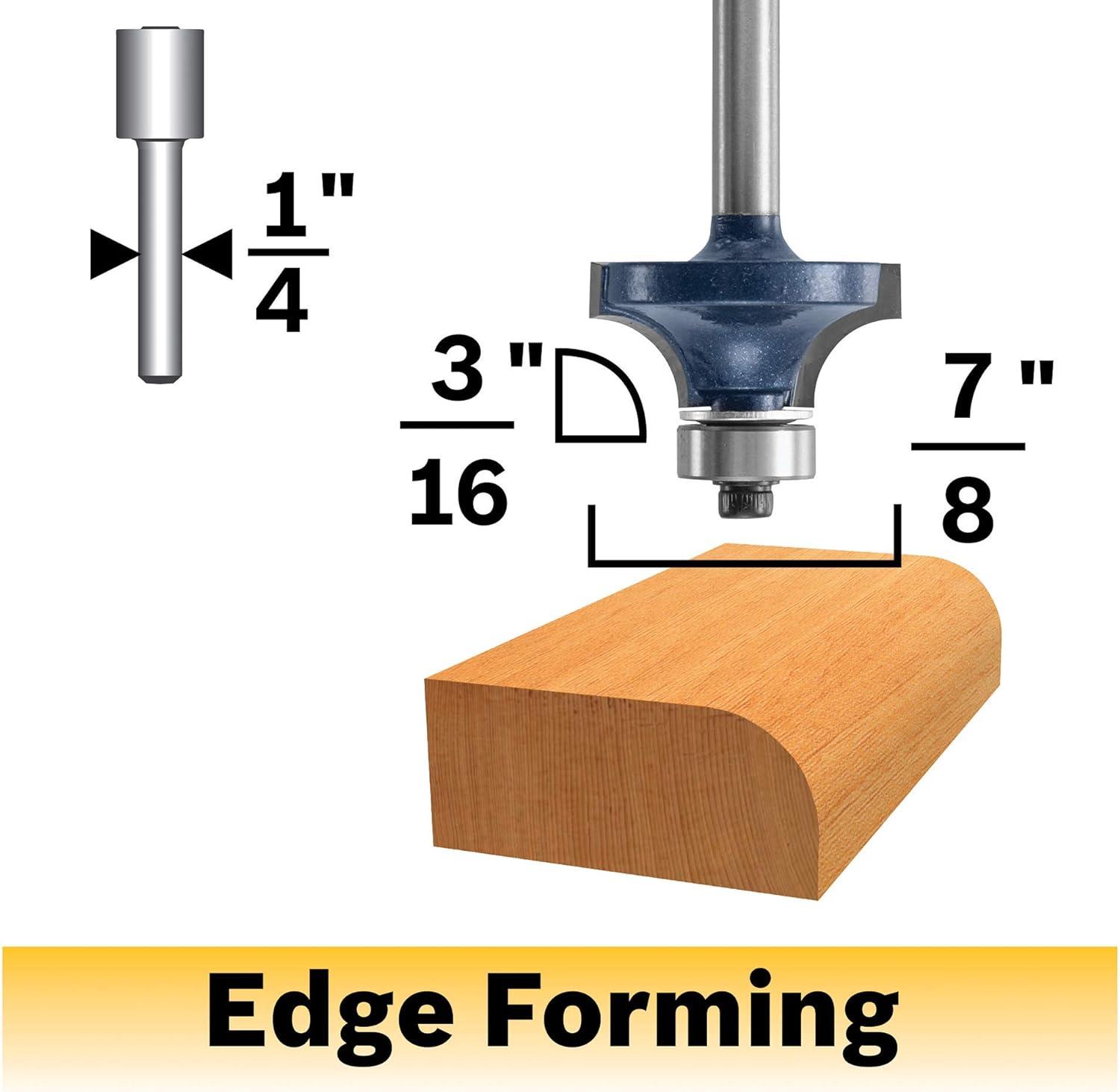 imageBosch 85293MC 78Inch Diameter 3164Inch Cut Carbide Tipped Roundover Router Bit 14Inch Shank With Ball Bearing