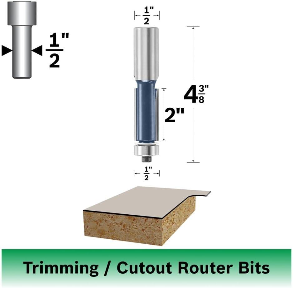 imageBosch 85442M 12 in x 2 in Carbide Tipped 2Flute Flush Trim Bit