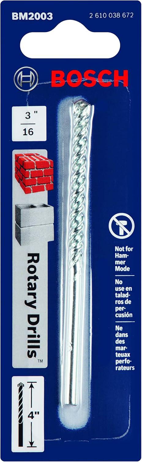 imageBosch BM2003 316inch Fast Spiral Rotary Masonry Drill Bit for Brick and Block 316 X 2 X 4