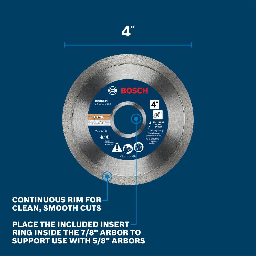 imageBosch DBC0502 5 in Premium Continuous Rim Diamond Wheel for Precise Cuts4 DIAMETER