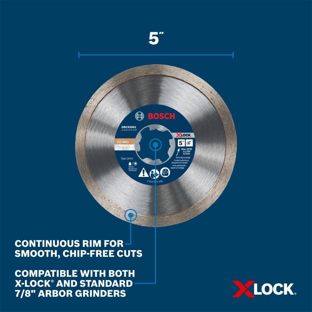 imageBosch DBC0502 5 in Premium Continuous Rim Diamond Wheel for Precise Cuts5 DIAMETER