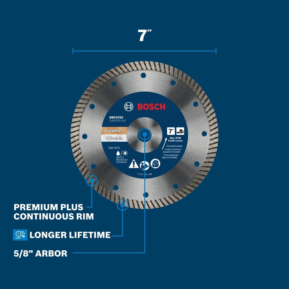 imageBosch DBC0502 5 in Premium Continuous Rim Diamond Wheel for Precise Cuts7 DIAMETER