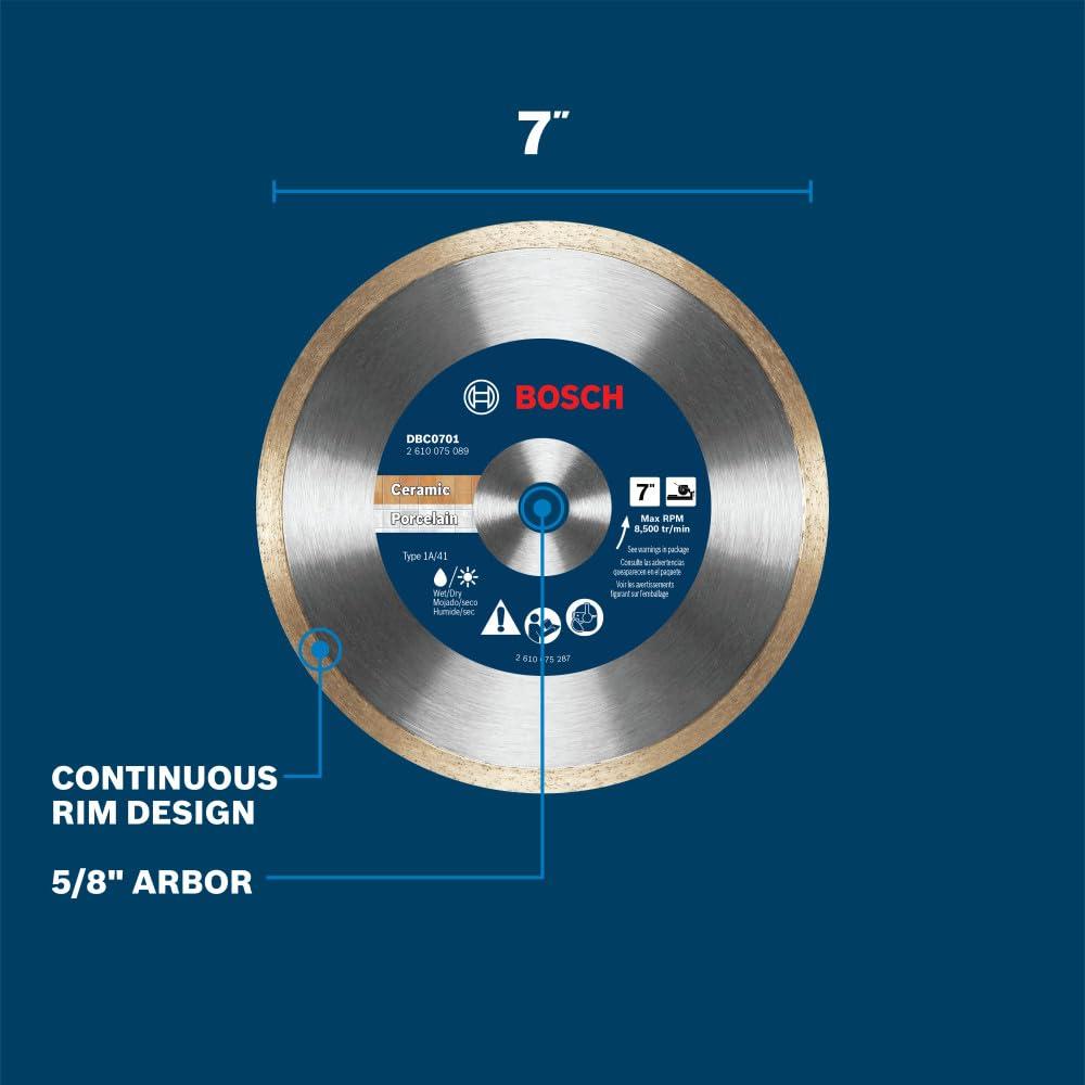 imageBosch DBC0502 5 in Premium Continuous Rim Diamond Wheel for Precise Cuts7 DIAMETER
