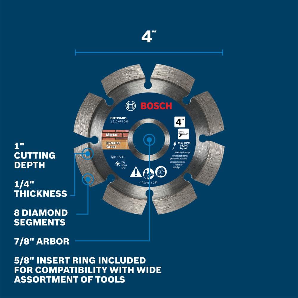 imageBosch DBTP0501 5 in Premium Segmented Tuckpointing Blade4 DIAMETER