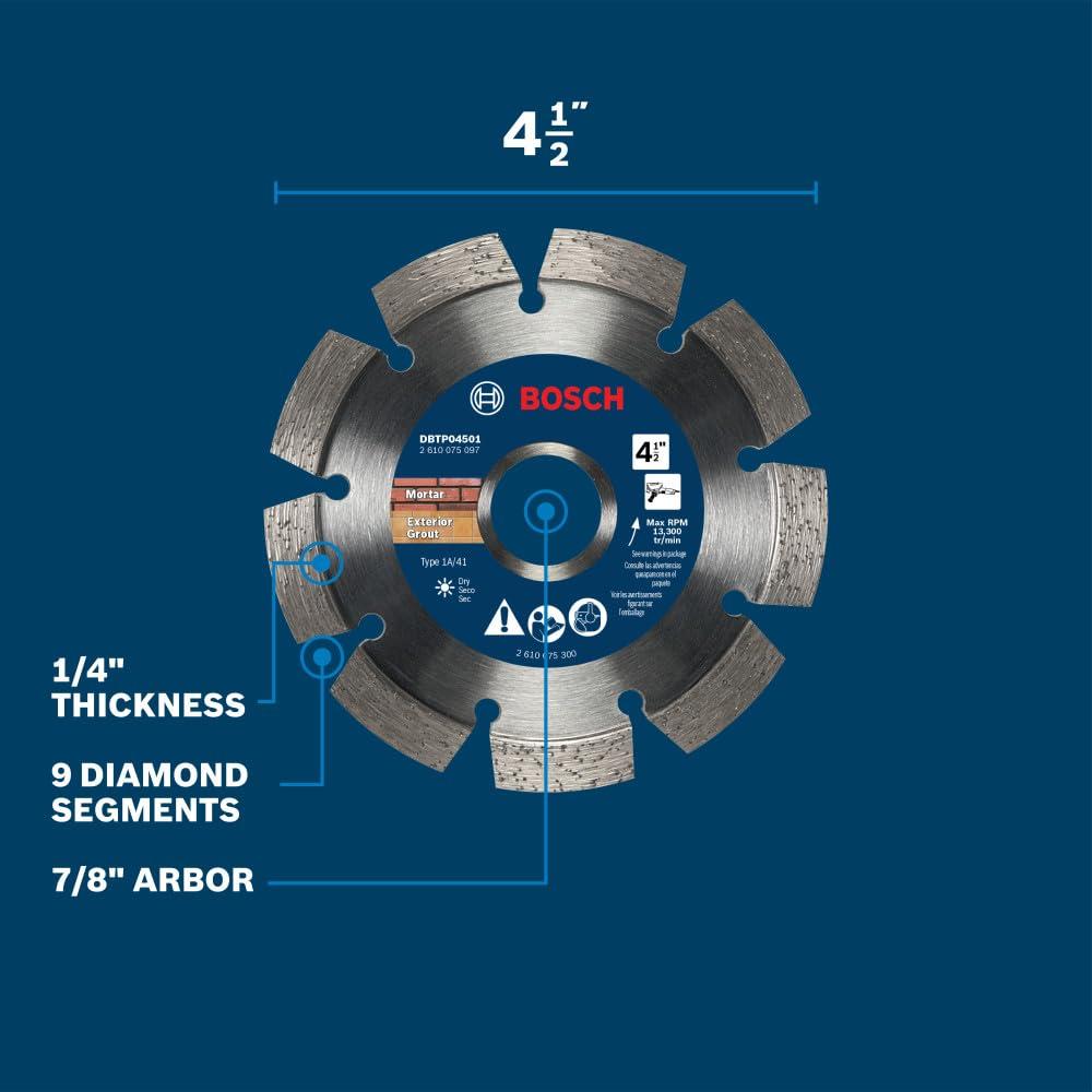 imageBosch DBTP0501 5 in Premium Segmented Tuckpointing Blade412 DIAMETER