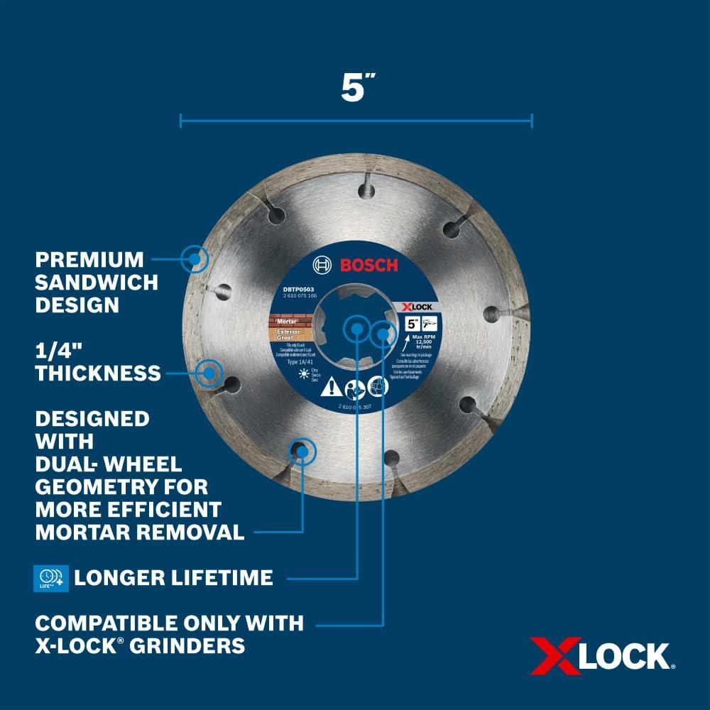 imageBosch DBTP0501 5 in Premium Segmented Tuckpointing Blade5 DIAMETER