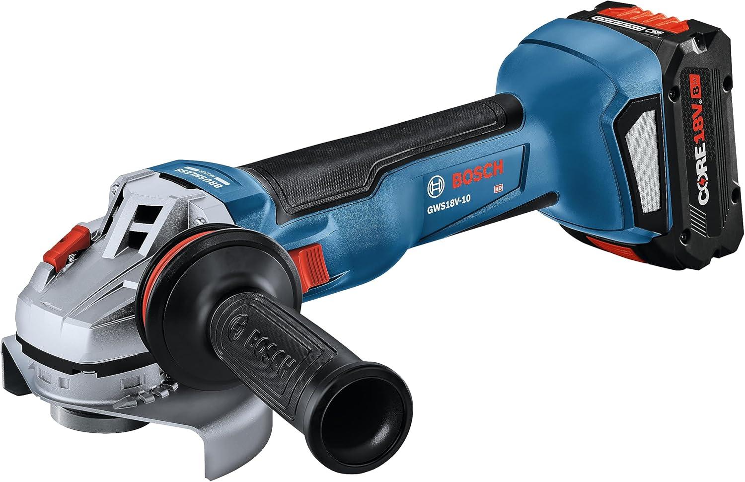 imageBosch GWS18V10B14 18V Brushless 412 5 In Angle Grinder Kit with 1 CORE18V 8 Ah High Power Battery