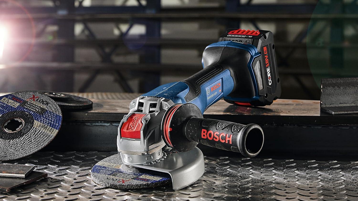 imageBosch GWX18V13PB14 PROFACTOR 18V XLOCK 5 6 In Angle Grinder with No LockOn Paddle Switch and 1 CORE18V 8 Ah High Power Battery