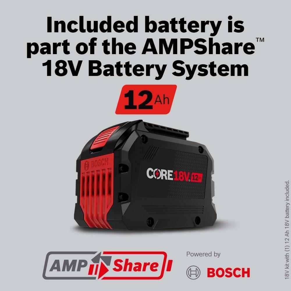 imageBosch GXS18V17N17 18V Starter Kit with 1 CORE18V 12 Ah High Power Battery and 1 18V 16 Amp Battery Turbo Charger