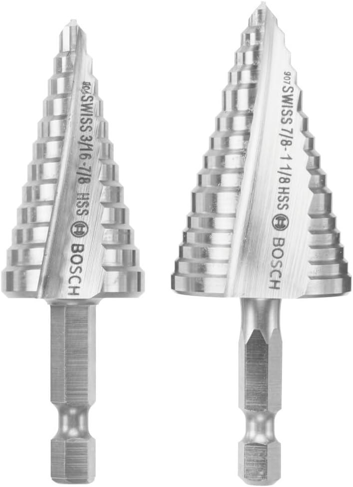 imageBosch IMSDC003 3 pc HighSpeed Steel Impact Tough Turbo Step Drill Bit Set2pc Impact