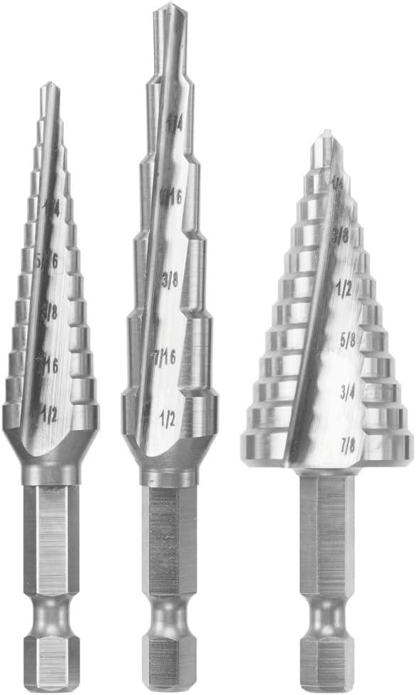 imageBosch IMSDC003 3 pc HighSpeed Steel Impact Tough Turbo Step Drill Bit Set3pc Impact