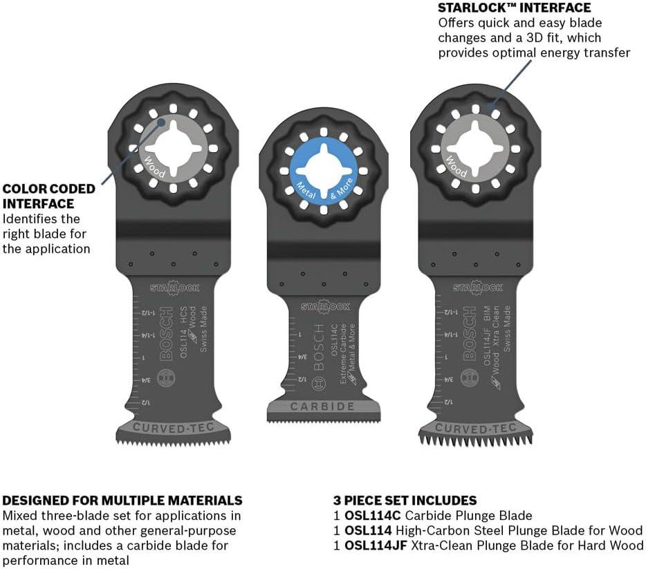 imageBosch OSL003VP 3 pc Starlock Oscillating MultiTool Accessory Blade Set