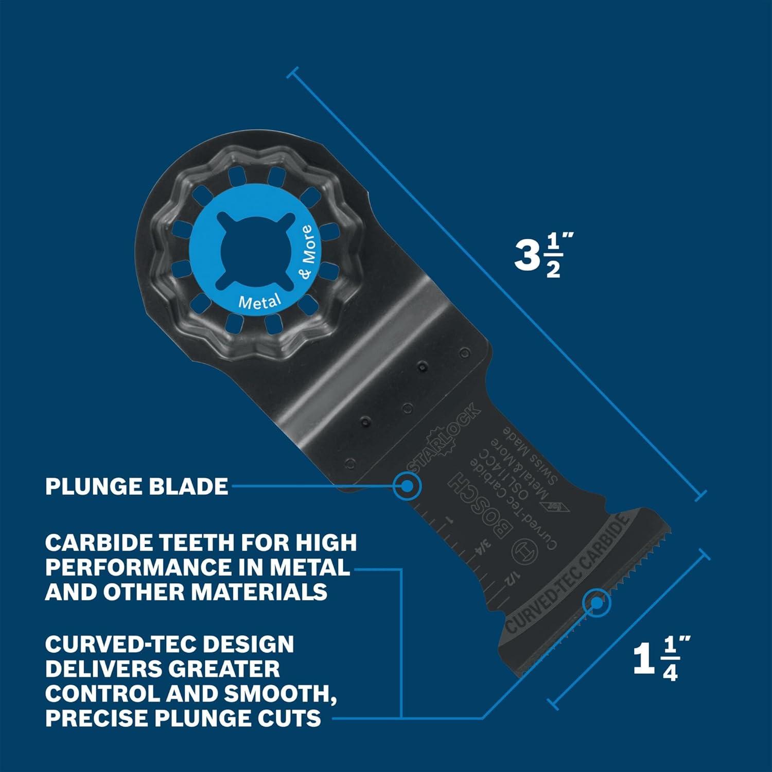 imageBosch OSL114CC 114 in Starlock Oscillating MultiTool CurvedTec Carbide Extreme Plunge Blade