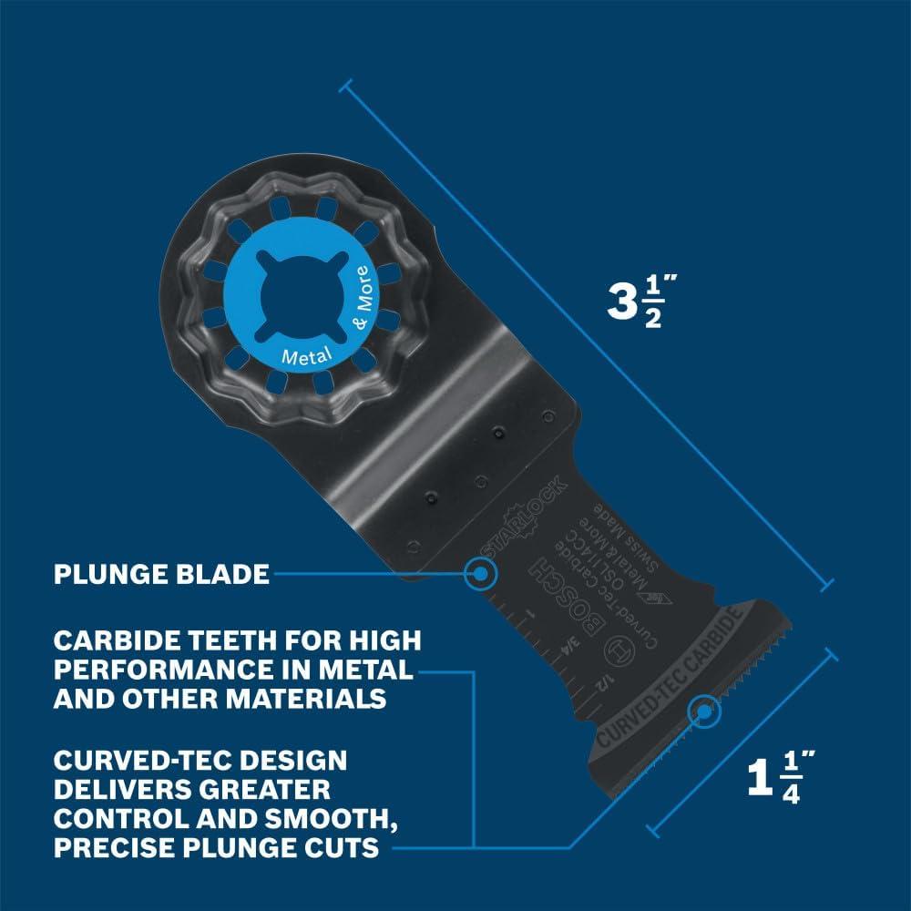 imageBosch OSL114CC 114 in Starlock Oscillating MultiTool CurvedTec Carbide Extreme Plunge Blade