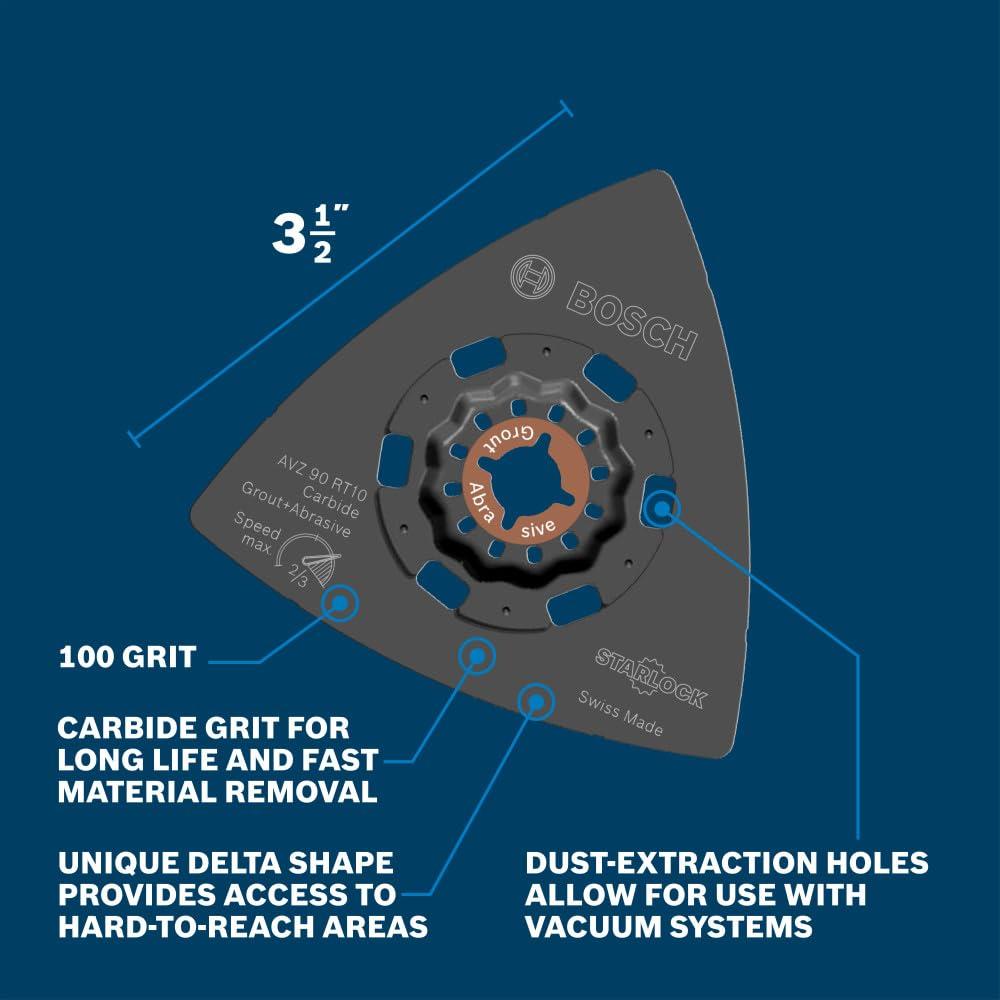 imageBosch OSL200CR 2 in Starlock Oscillating Multi Tool Carbide Grit Sanding Finger312 In